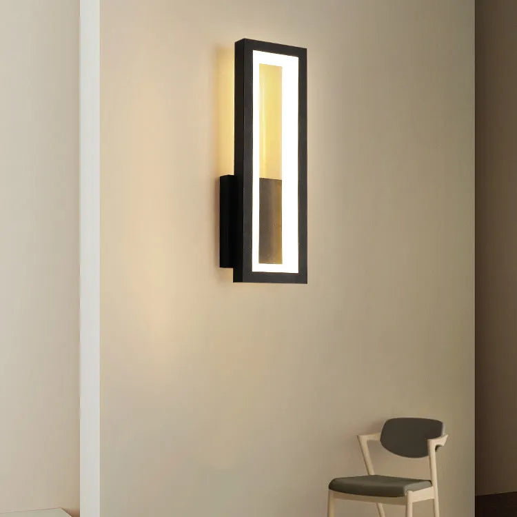 Modern corridor wall light in black finish with PVC lampshade and wall mounting