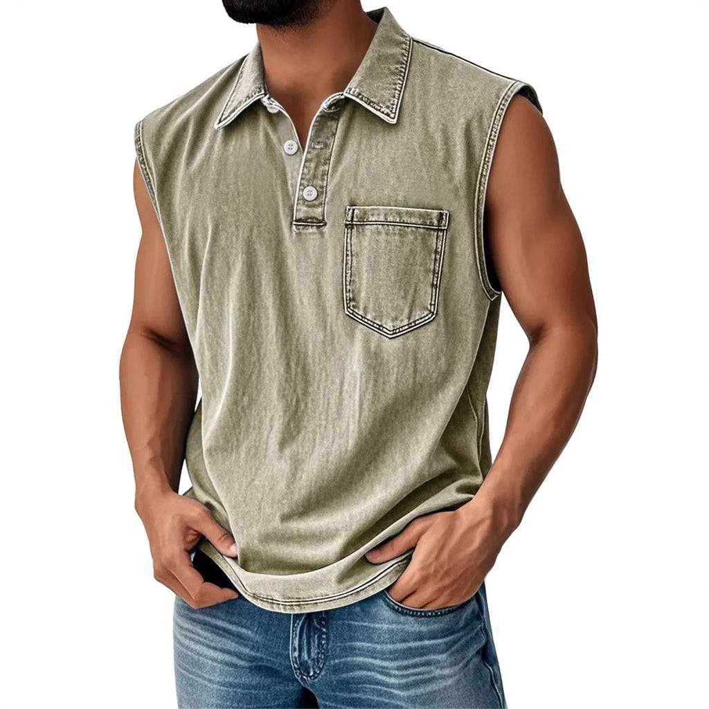 Men's button-front polo shirt with 3D digital printing design and short sleeves
