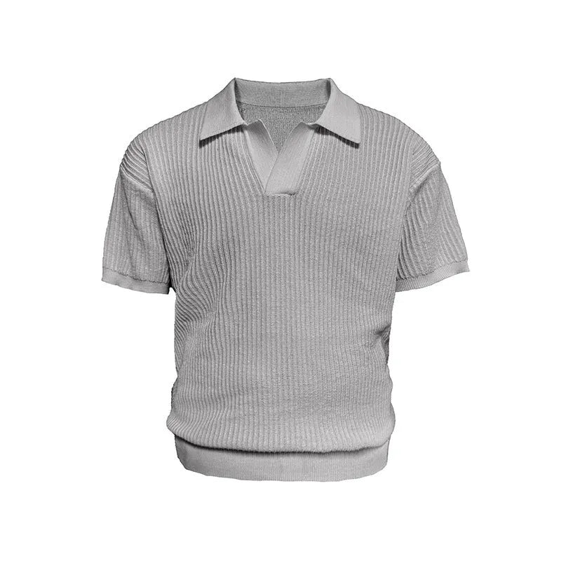 Business style polo shirt with striped collar in ice silk breathable fabric available in multiple colours and sizes