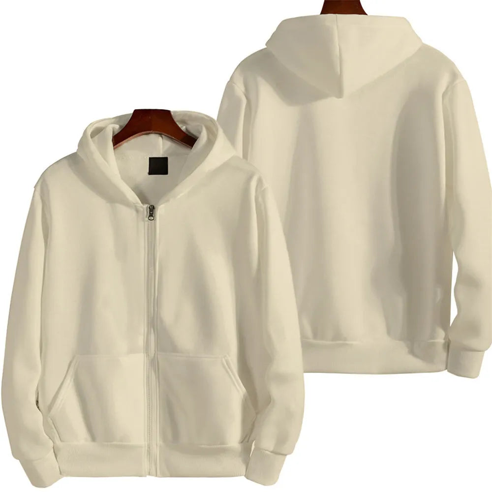 Men's loose fit sports zipper jacket in solid colour with zipper closure and cardigan style