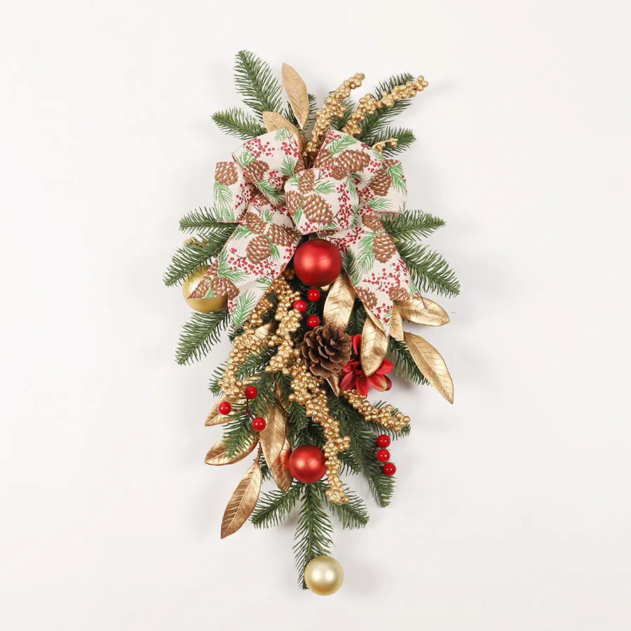 Christmas garland decorations in American country style with stair wall hanging and lit options
