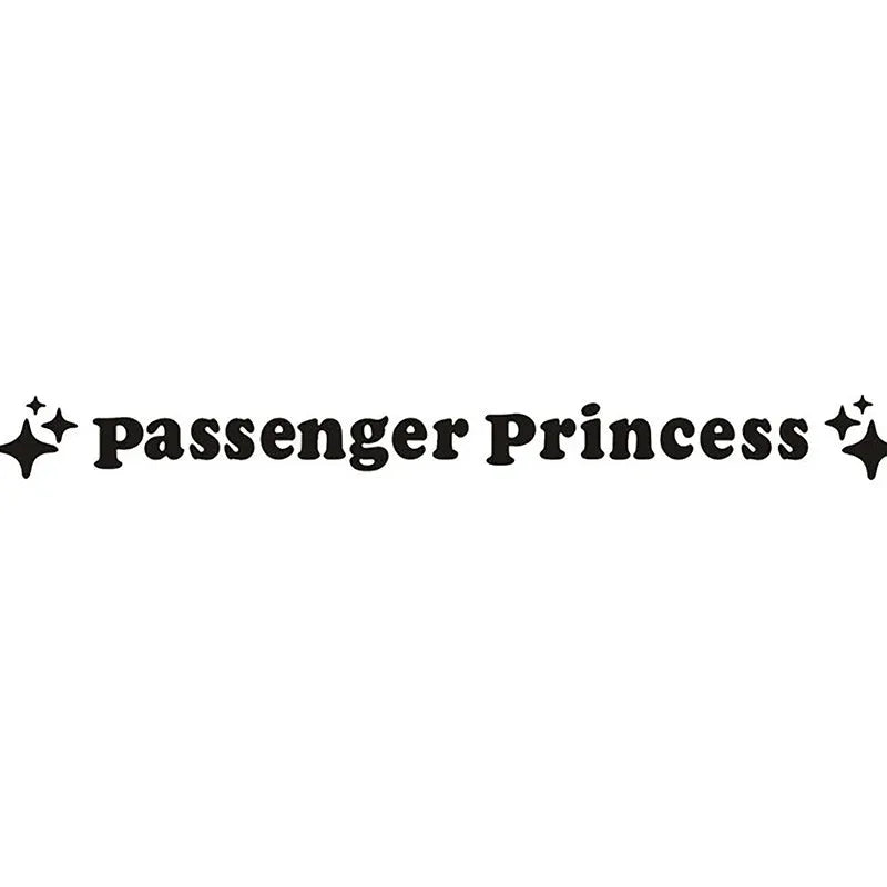 Passenger Princess decorative vinyl sticker for car rearview mirror, 12.5cm size in multiple colour options.