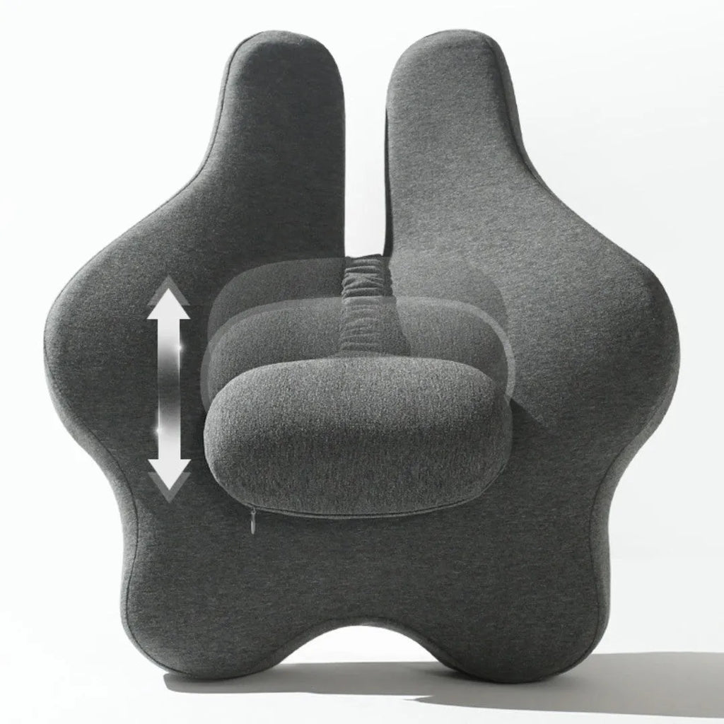 Memory foam car lumbar support cushion in solid colours showing 50x47x9cm dimensions