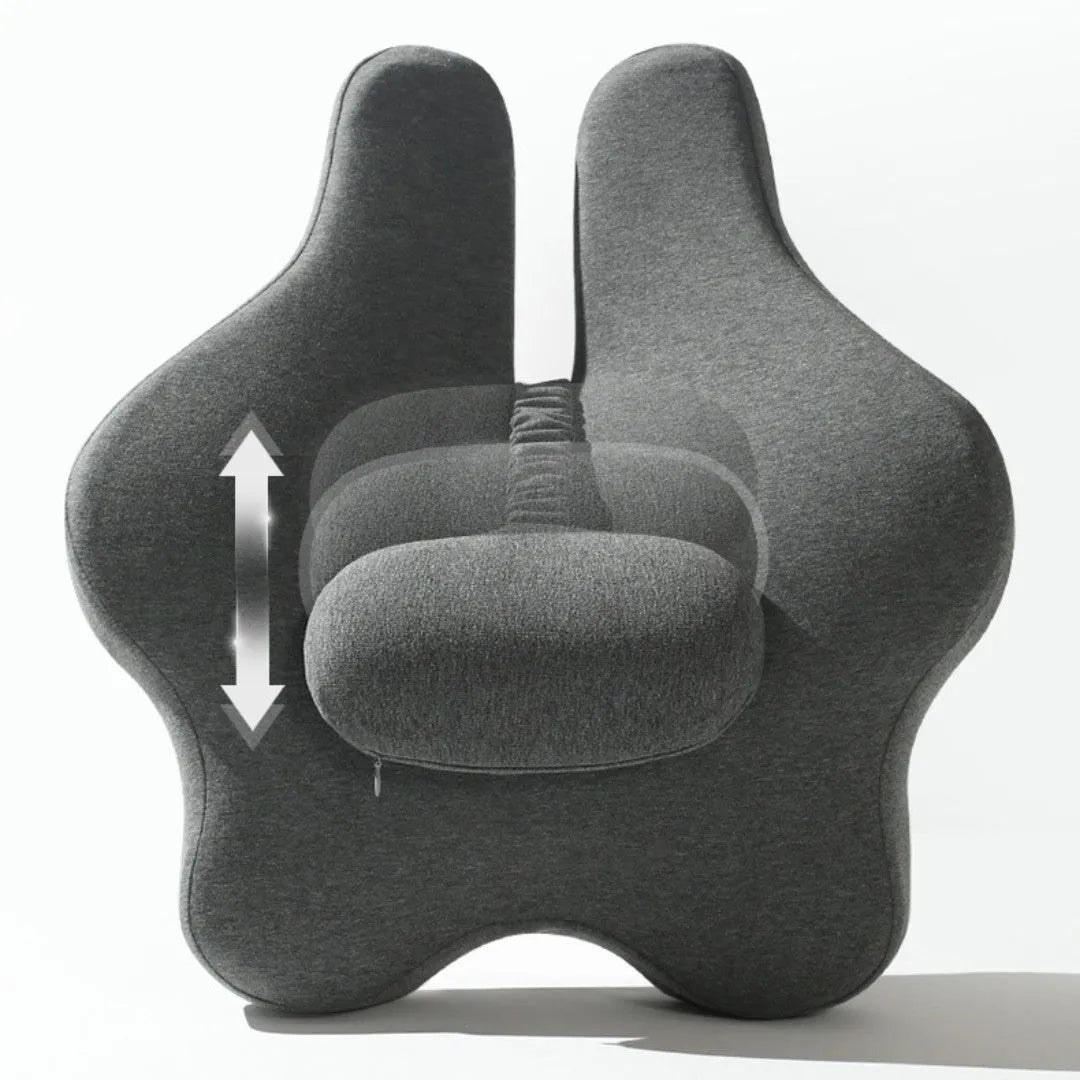 Memory foam car lumbar support cushion in solid colours showing 50x47x9cm dimensions