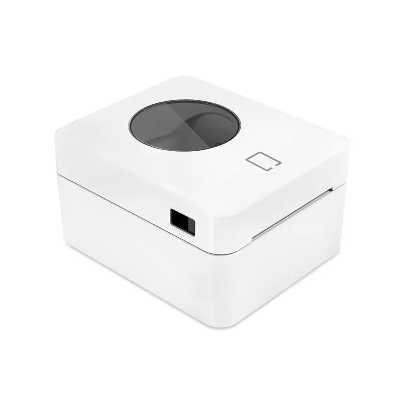 White Bluetooth thermal label printer with USB port for shipping label production
