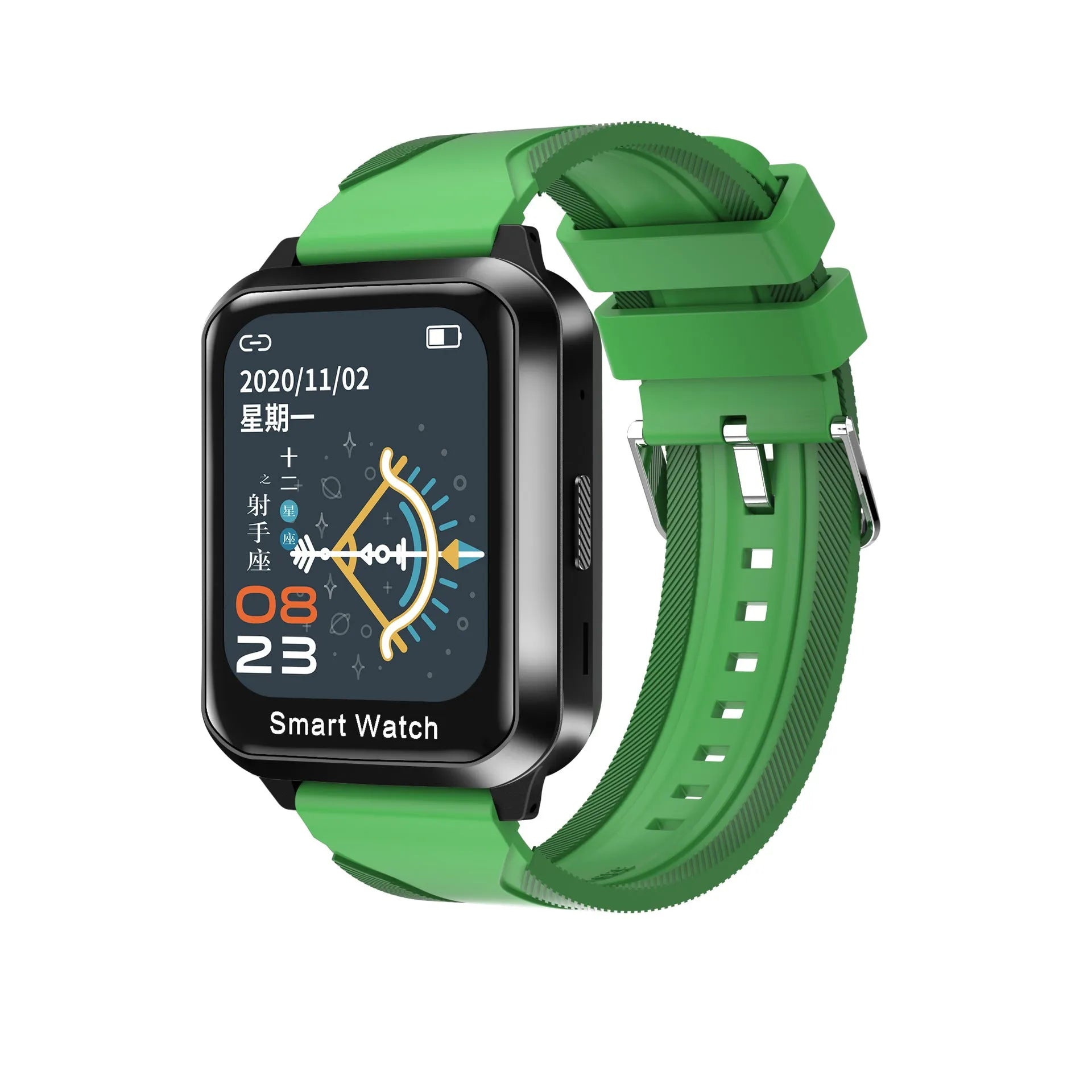 Bluetooth smart bracelet with split screen display showing call information on silicone wrist strap
