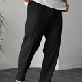 Men's khaki bamboo fibre drawstring trousers with straight leg and ribbon pocket