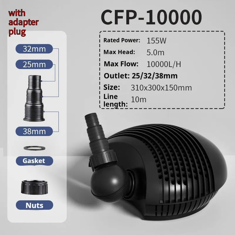 CFP series horizontal plastic fish pond filter pump for large flow garden pond and aquaculture systems.