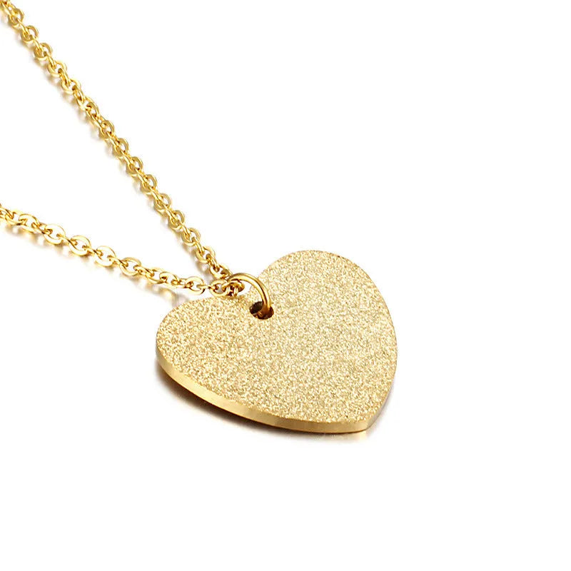 Geometric heart-shaped titanium steel pendant necklace for women in colour KN25736-Z