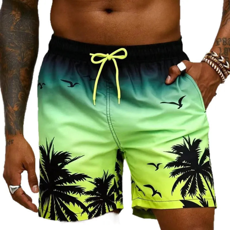 Men's ethnic style loose board swimming trunks in polyester, shown in colour J001.