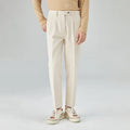 Men's loose-fitting straight-leg corduroy trousers in beige colour