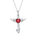 Women's cross stethoscope necklace with angel wings charm in electroplated finish