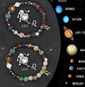 Set of two natural stone beaded bracelets for the twelve zodiac signs.