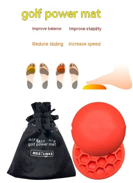 Orange red natural rubber golf training mat for centre of gravity and swing practice