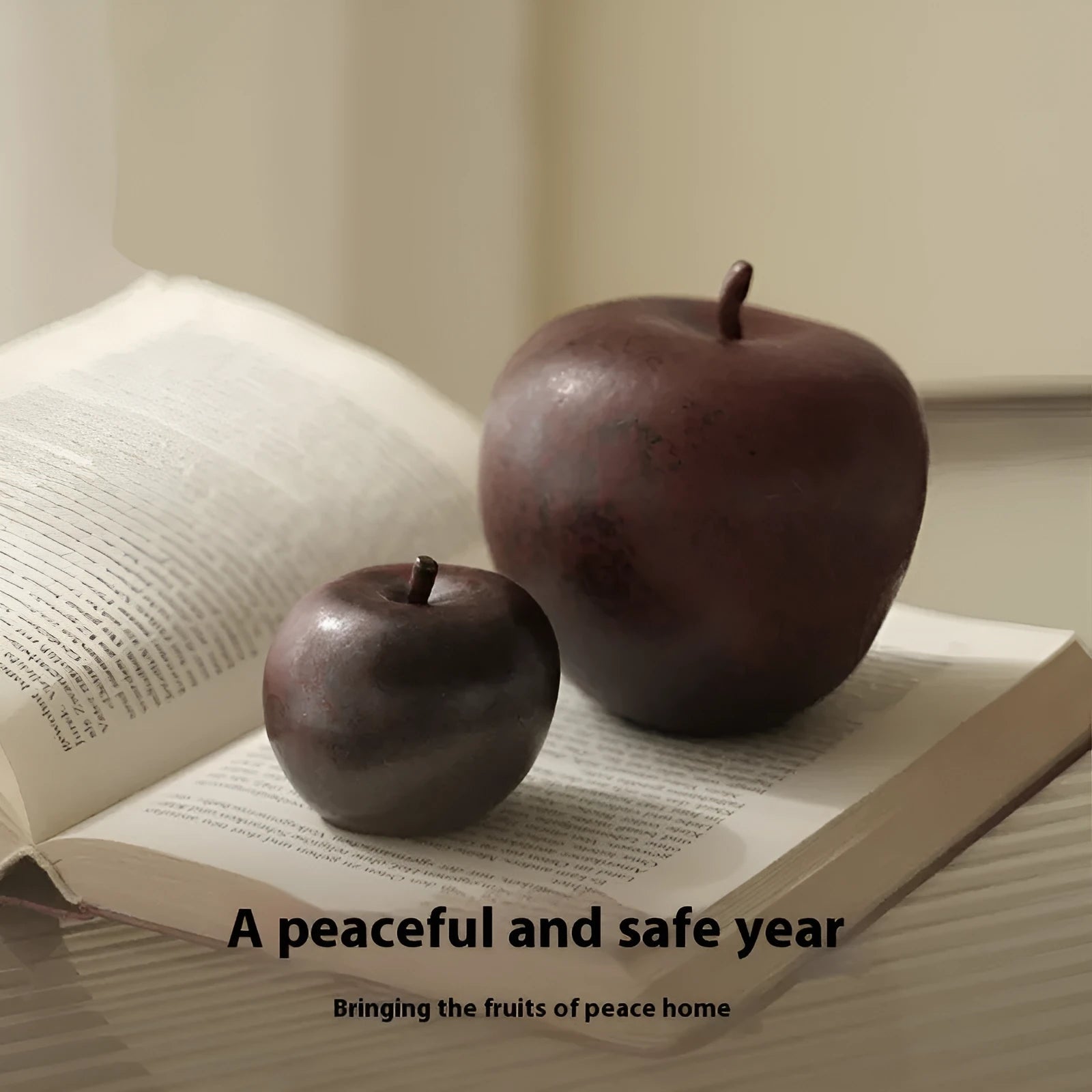 Ceramic retro Chinese apple ornament for desktop display in large and small size options
