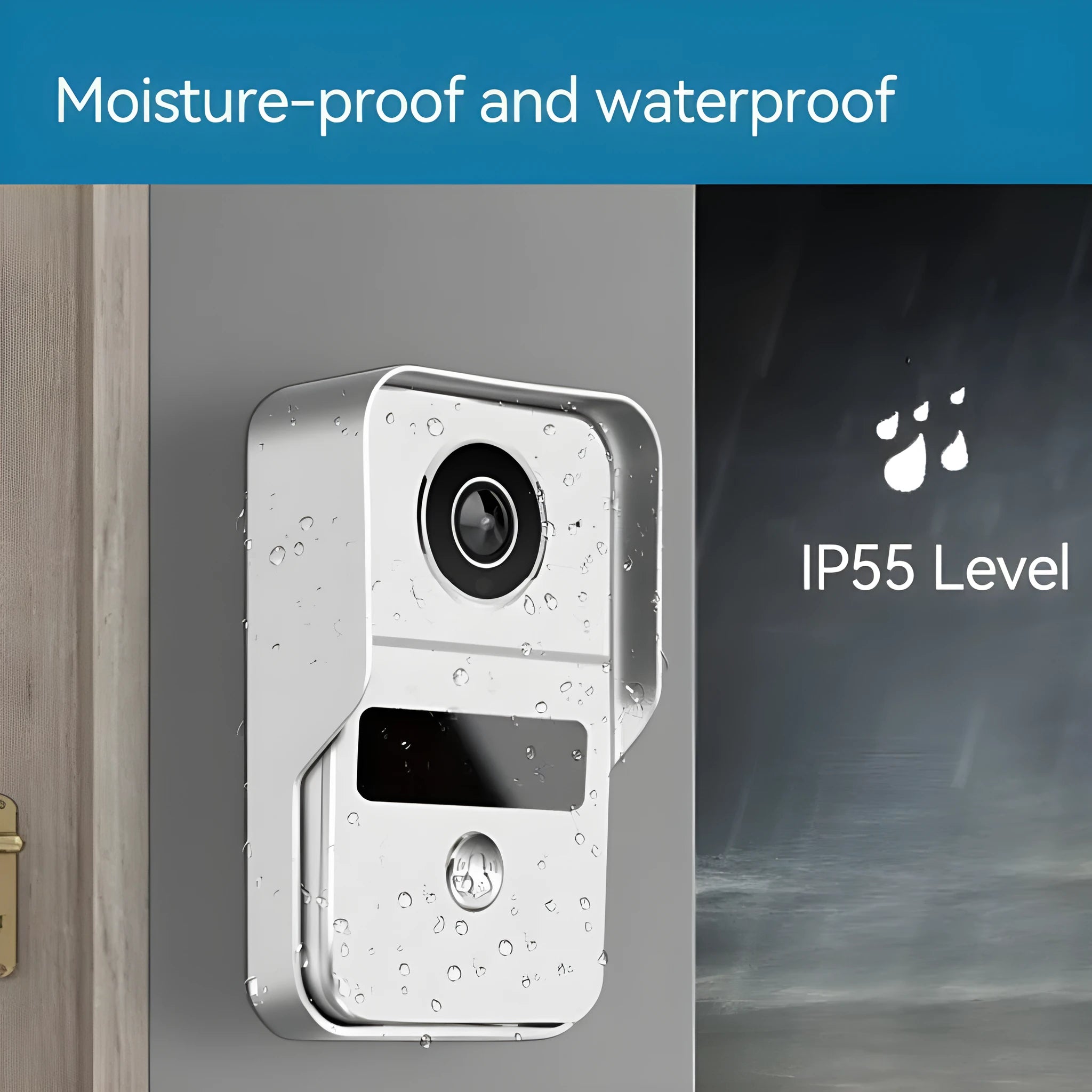 1080P video intercom doorbell system with outdoor unit and 10-inch indoor display monitor.