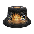 Tiger print polyester bucket hat with dome crown shape for outdoor sun protection