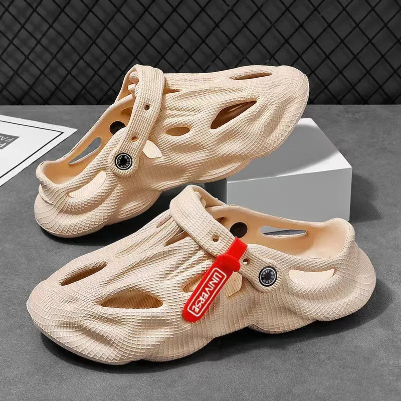 Korean-style EVA foam coconut slippers with closed toe design and ventilation holes