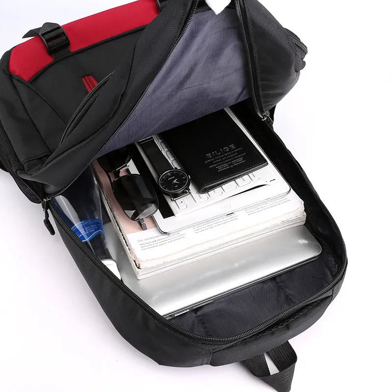 Waterproof nylon school backpack in urban style with airpillow straps and contrast colour details