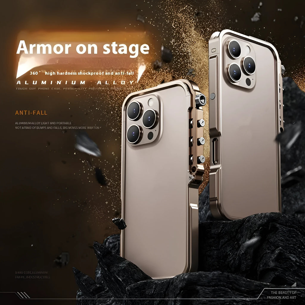 Metal phone case with aluminium alloy frame for Apple 15PRO MAX in Black Red colour option