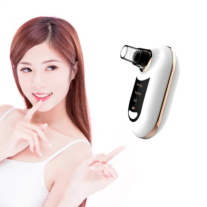 3-gear electric pore vacuum blackhead suction device with ABS plating finish and five suction tips