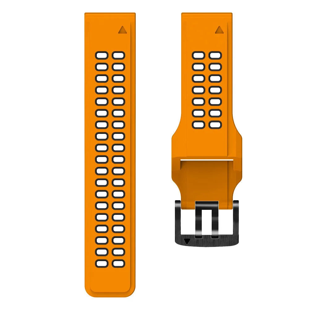 Quick release two-tone silicone watch strap with pin buckle in Army Green Black colour.