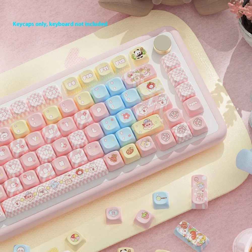 Clip Doll Original Cute Fit pink mechanical keyboard key cap set with Doll character artwork
