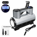12V portable car tyre inflator with digital display, ABS housing, three air nozzles, and built-in lighting