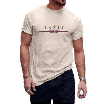 Men's heavy short-sleeve cotton t-shirt with letter printing in loose fit