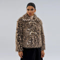 Women's leopard print street fashion coat with a buckled lapel