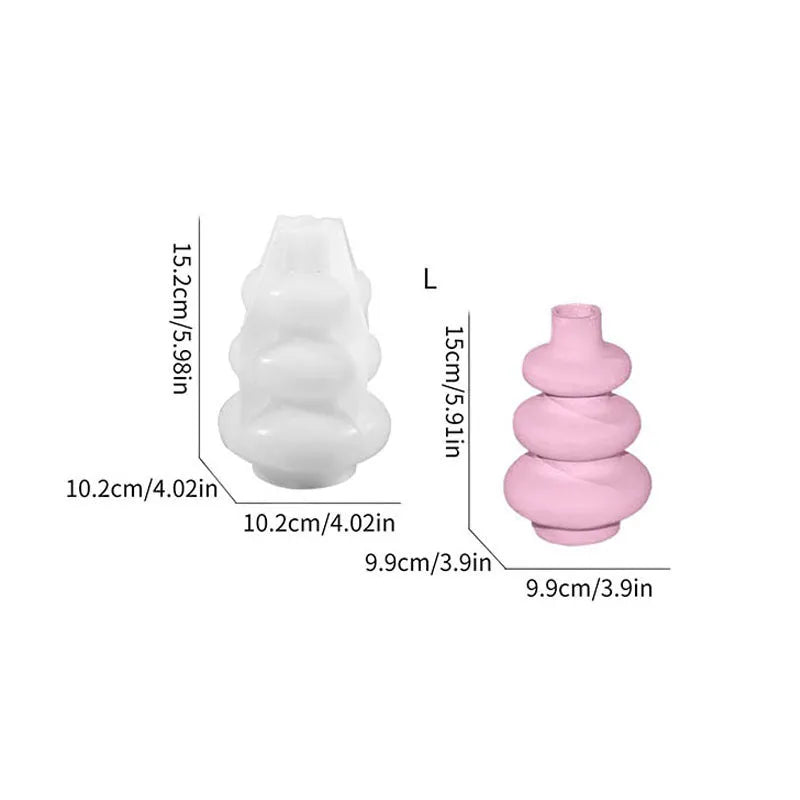 Three layer circular vase silicone mould for resin crafts and baking in large and small sizes
