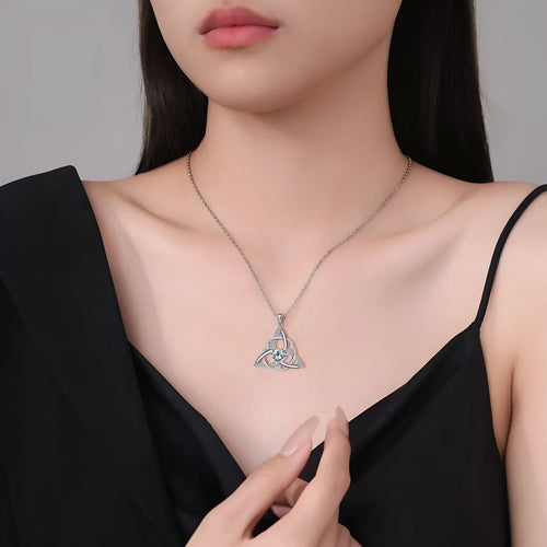Celtic knot necklace for women with geometric design in four colour options