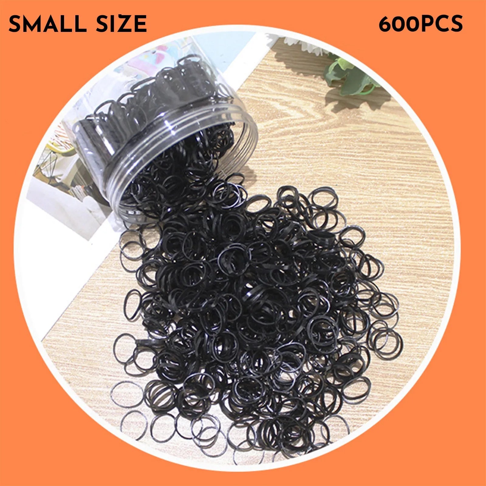 Multi-colour TPU baby hair ties for toddlers in a reusable storage container, 300 piece pack.