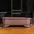 Purple sand rectangular manger antique bonsai pot with rectangular corner-cutting design