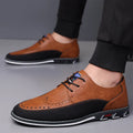 Men's black leather casual shoes with rubber sole and stitching detail