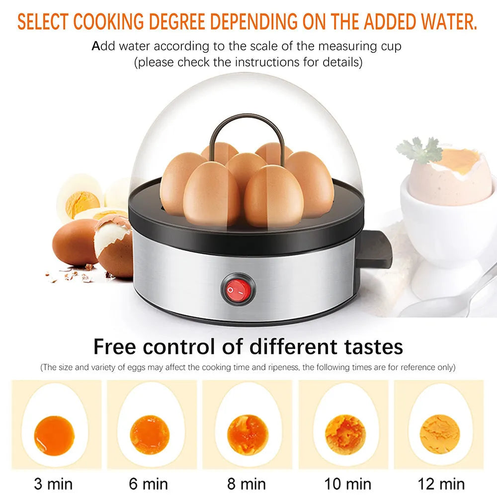 Multifunctional egg cooker mini steamer in ABS stainless steel on kitchen counter