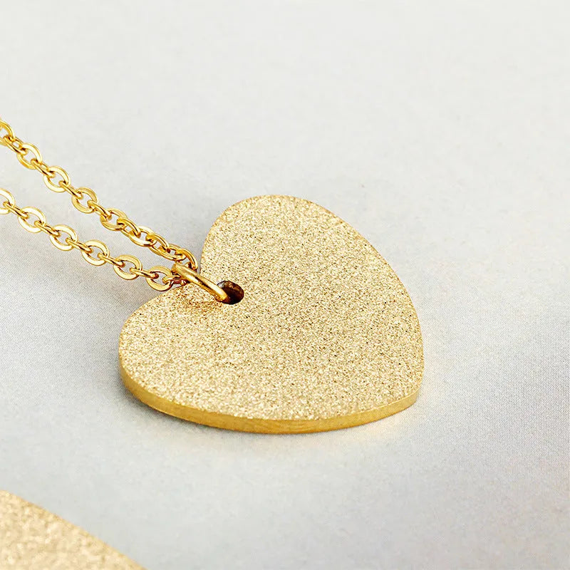 Geometric heart-shaped titanium steel pendant necklace for women in colour KN25736-Z