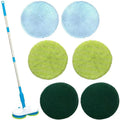 Wireless handheld electric floor cleaning mop with USB charging port and multiple pad attachments