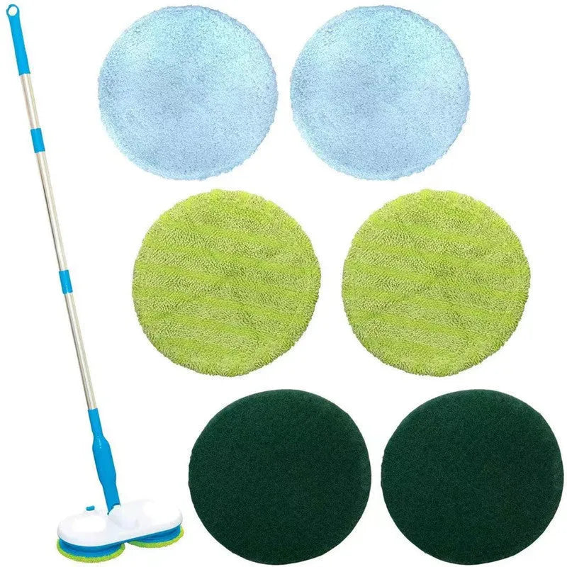 Wireless handheld electric floor cleaning mop with USB charging port and multiple pad attachments