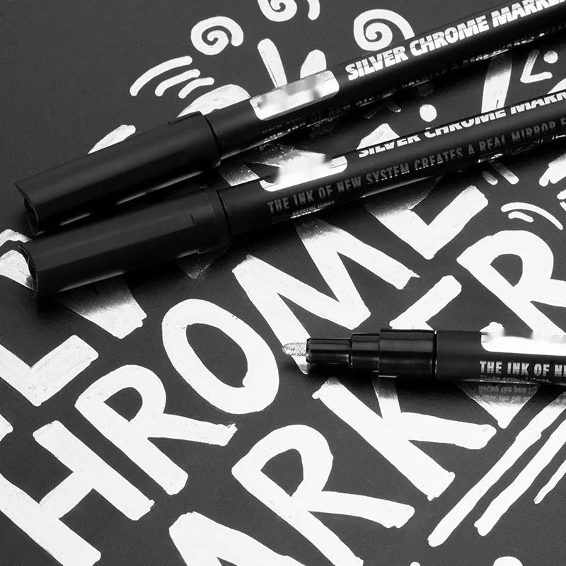 Waterproof mirror marker pen with plastic shell and two tip size options
