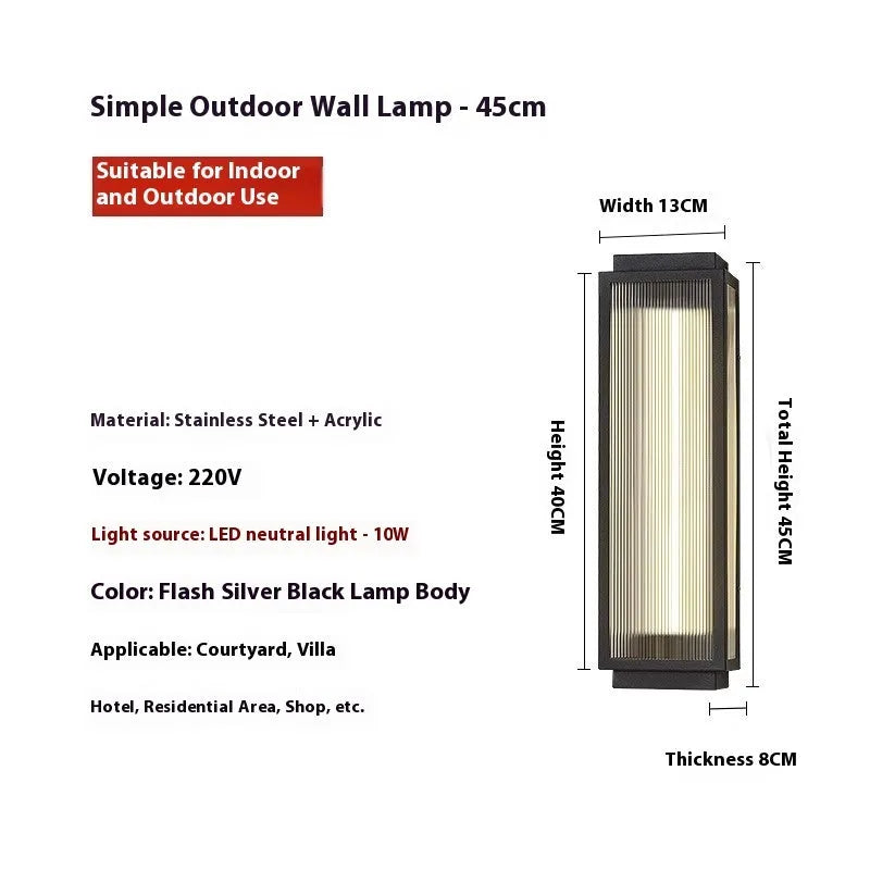 Waterproof stainless steel outdoor wall lamp for courtyard and garden lighting installation