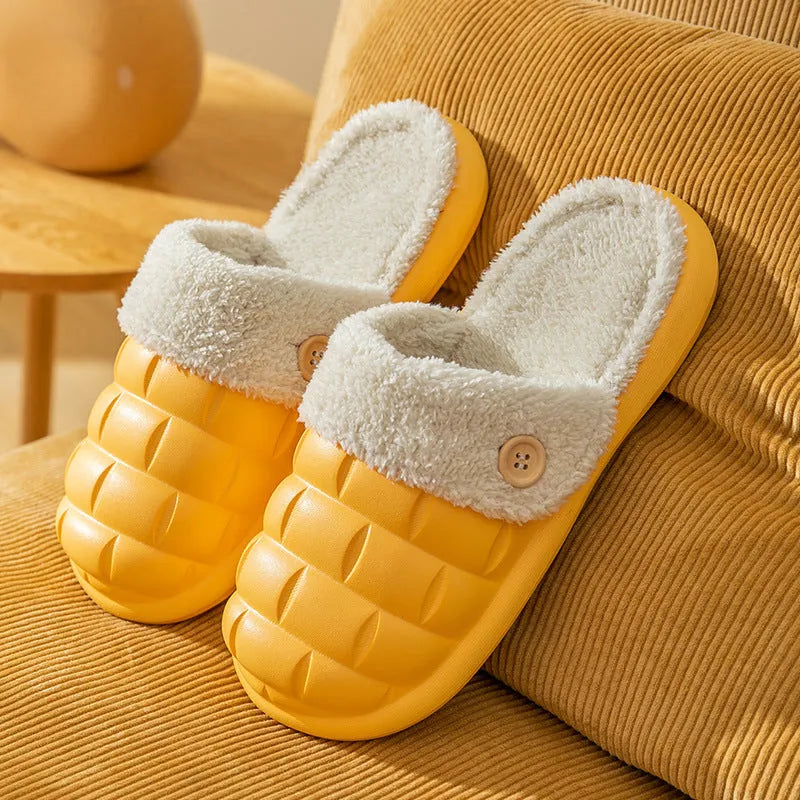 Plaid design women's detachable EVA house slippers with plush lining in various colours
