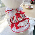 Polyester rabbit skirt dog clothes princess style costume on small dog showing chest and back measurements