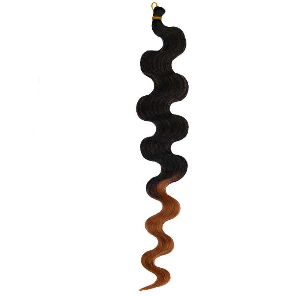 Wine red big wave synthetic hair crochet extension measuring 24 inches long