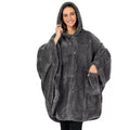 Thickened hooded bathrobe in solid colour, shown with long sleeves and cardigan front.