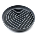 Silicone slow feeder dog bowl with ridges, shown in beige colour, 19cm diameter
