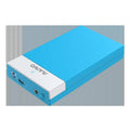 3.5 inch USB 3.0 SATA hard disk enclosure in two-tone colour with power supply and cable