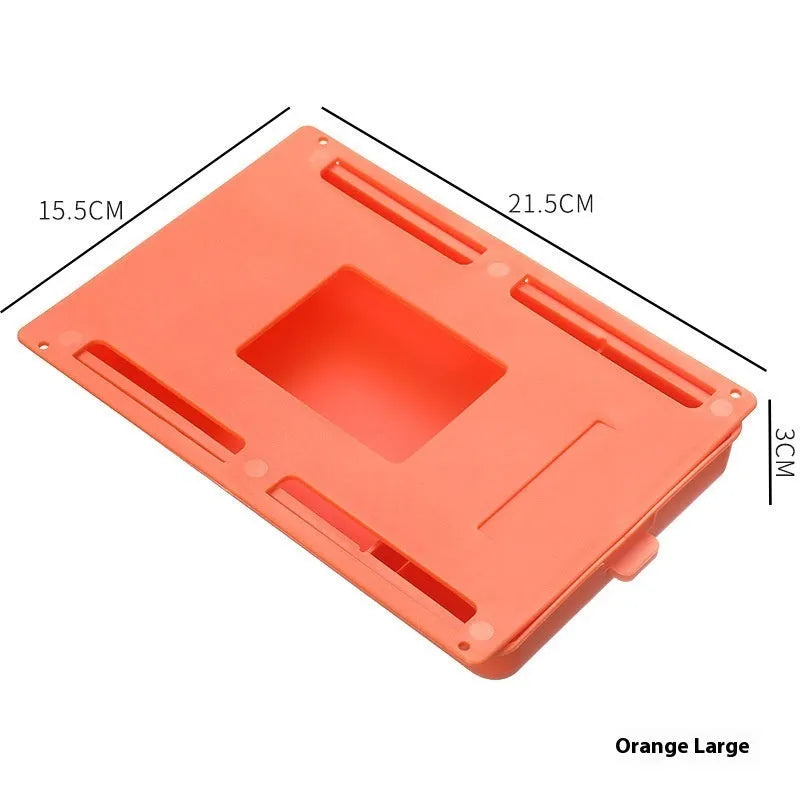 Adhesive plastic storage drawer box for under-table mounting in solid colours