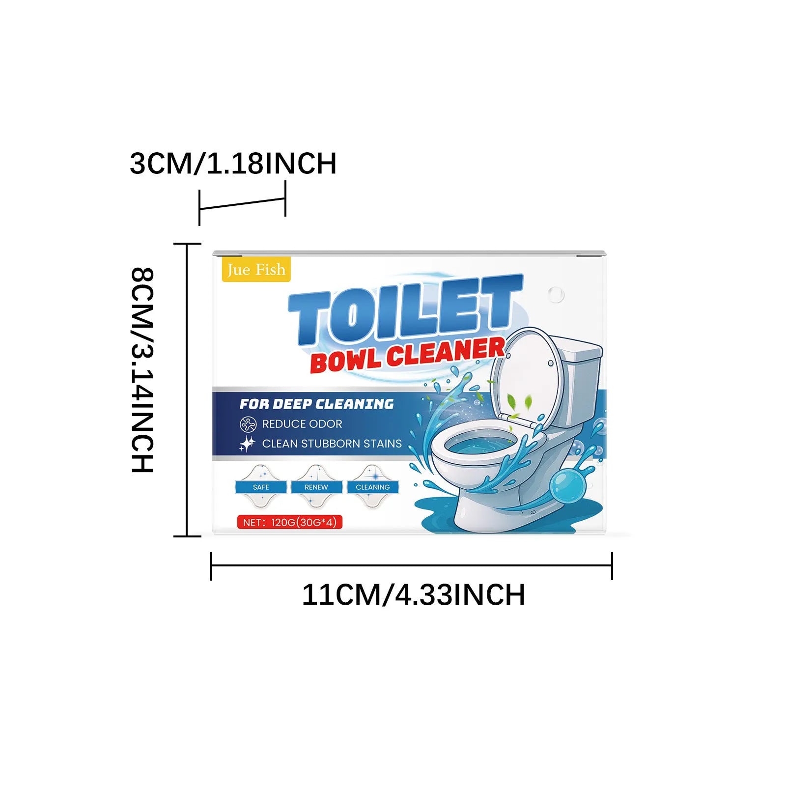Four sachets of white toilet cleaning powder for removing urine stains and odours.