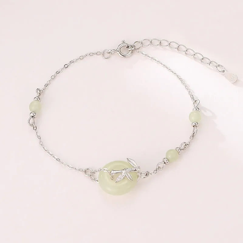 Women's antique style 925 silver safety buckle bracelet with peace buckle element